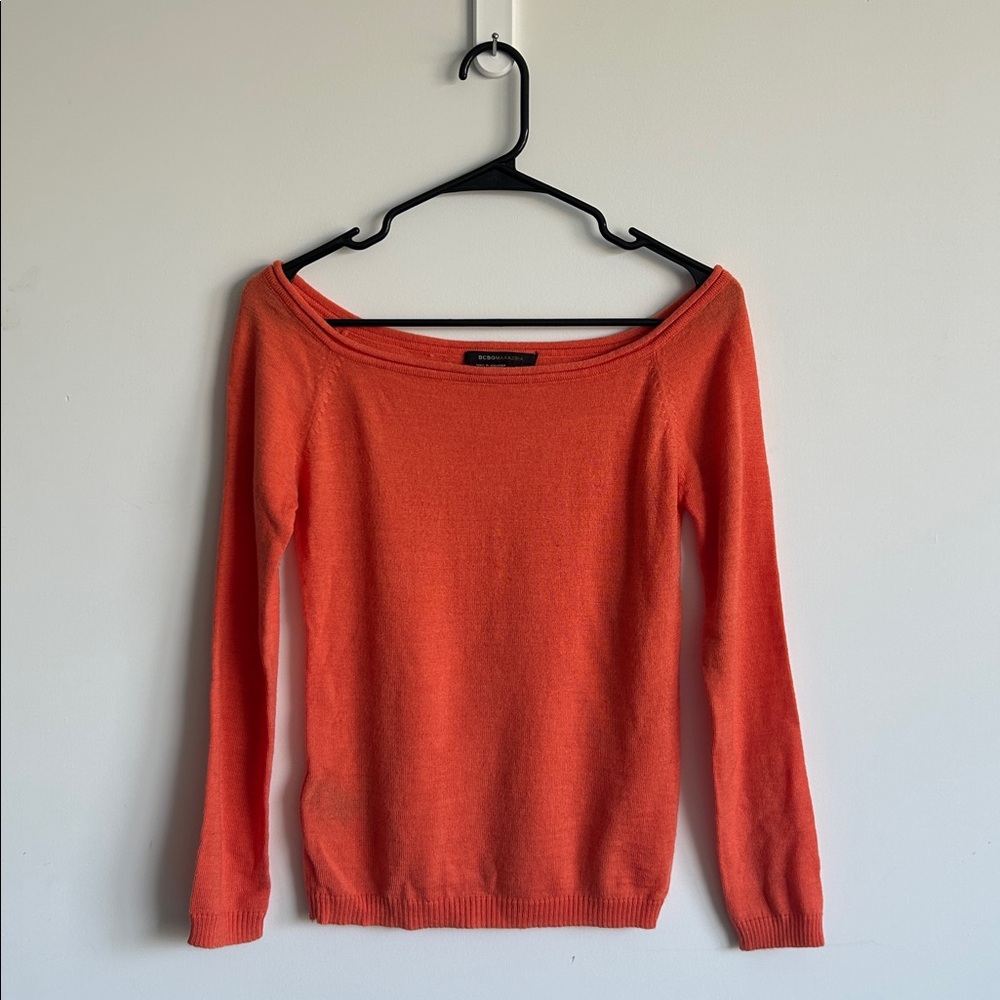 BCBG Orange Scoop Neck Top Size S